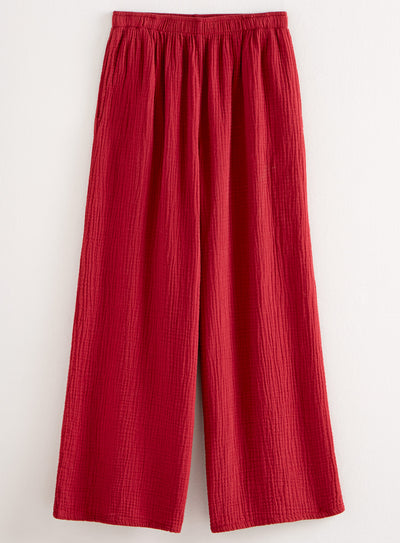 Cotton Ripple Wide-leg Pants