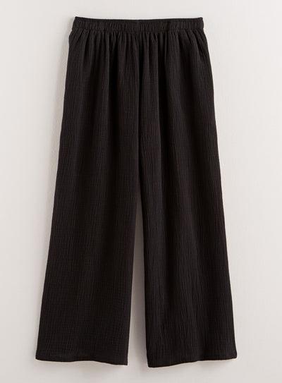 Cotton Ripple Wide-leg Pants