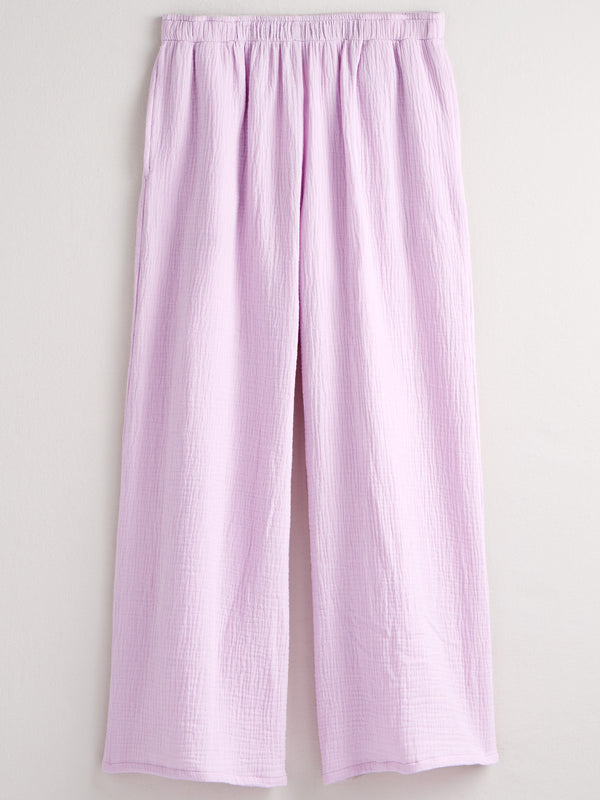 Cotton Ripple Wide-leg Pants