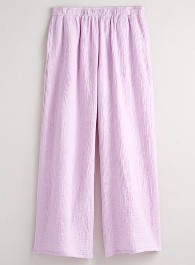 Cotton Ripple Wide-leg Pants