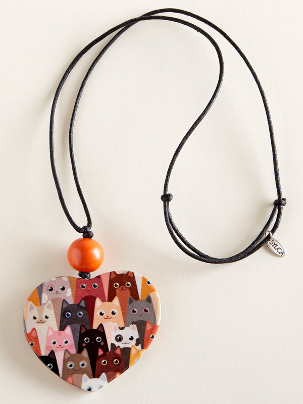 Feline Friends Heart Necklace