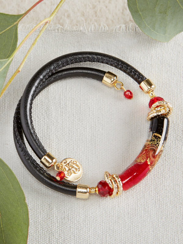 Veneto Red and Black Glass Bracelet