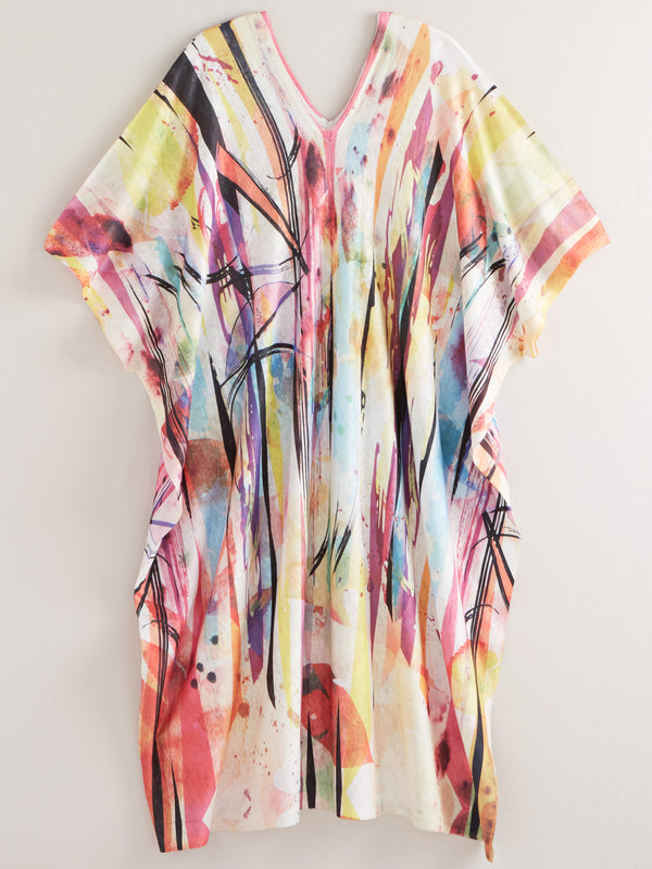 Color Wash Short Caftan Dress