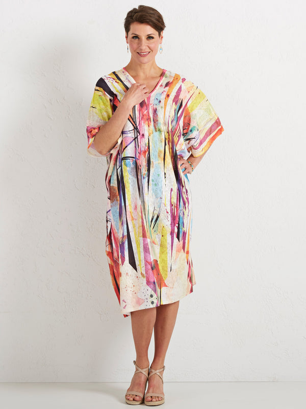 Color Wash Short Caftan Dress