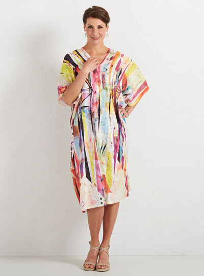 Color Wash Short Caftan Dress