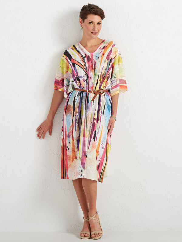 Color Wash Short Caftan Dress