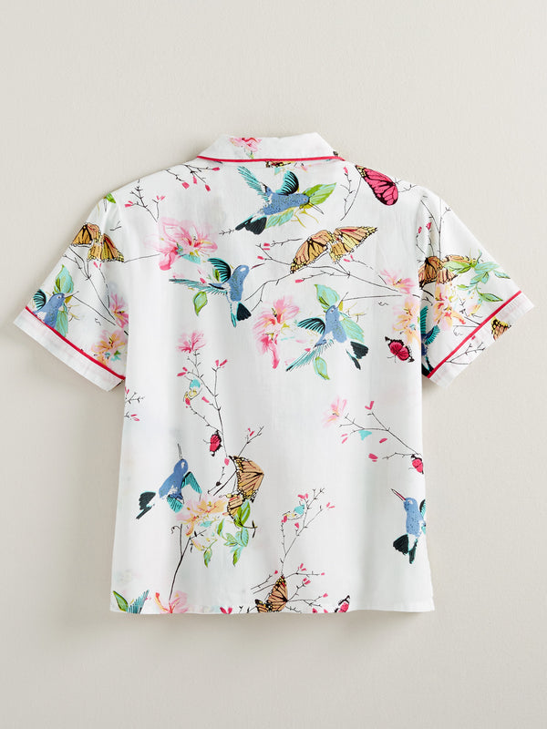 Bird and Butterfly Short-Sleeve Pajamas