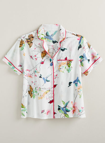 Bird and Butterfly Short-Sleeve Pajamas