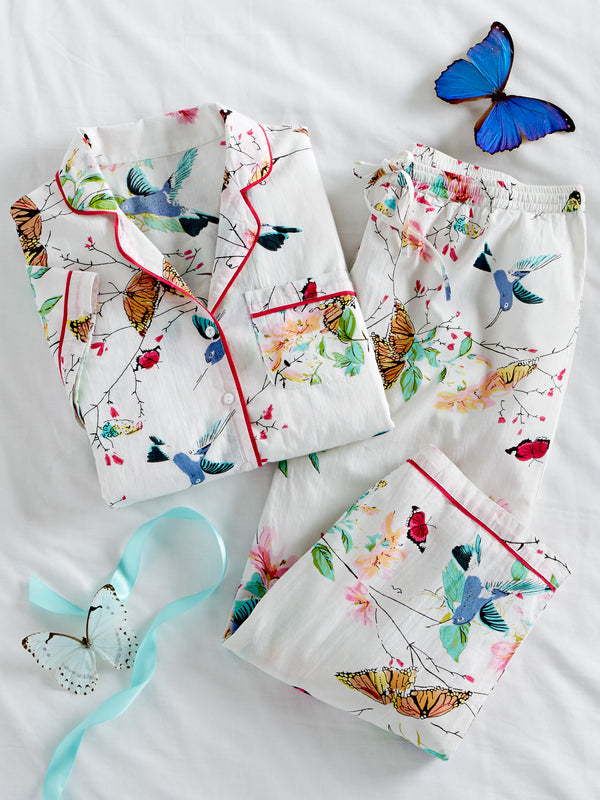 Bird and Butterfly Short-Sleeve Pajamas