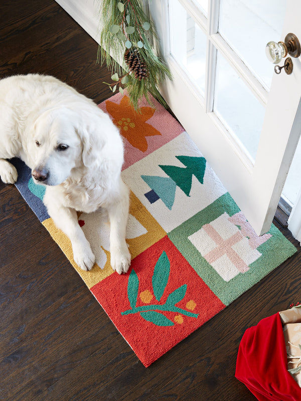 Christmas Icons Hand-Hooked Rug