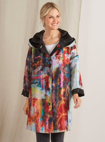 Color Field Reversible Pleated Raincoat