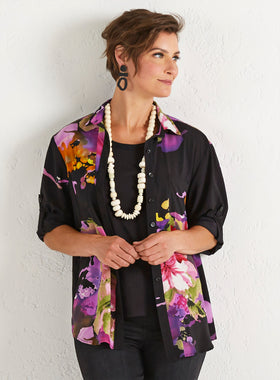 Iris Graphics Silky Blouse FINAL SALE (No Returns)