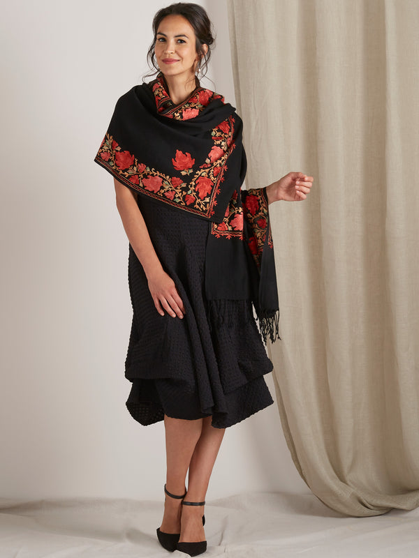 Falling Petals Embroidered Shawl Outfit