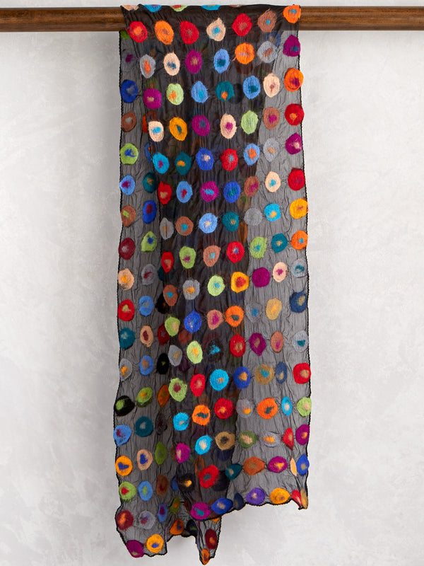 Floating Felt-on-Silk Scarf - Polka Dots