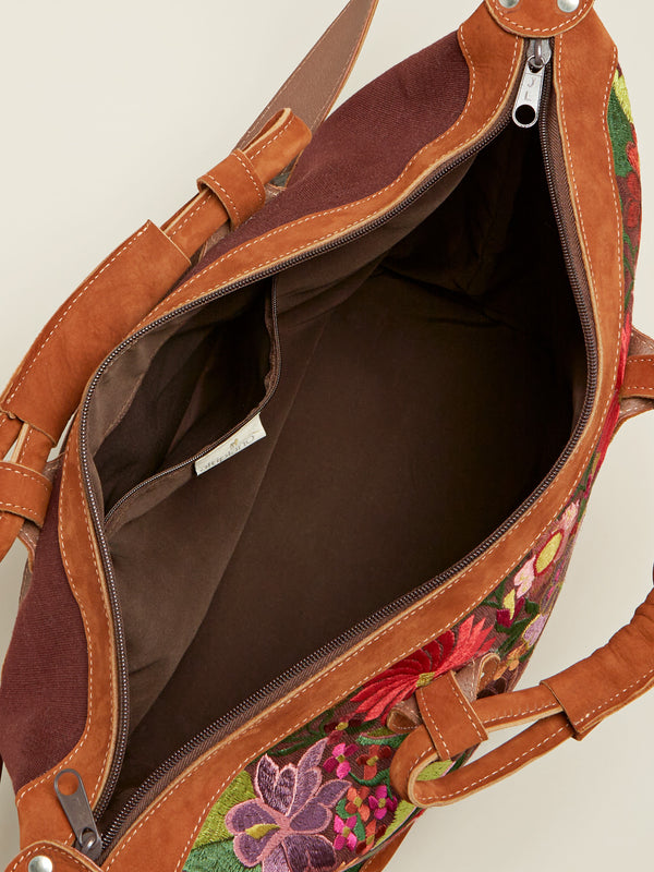 Embroidered Floral Overnight Bag