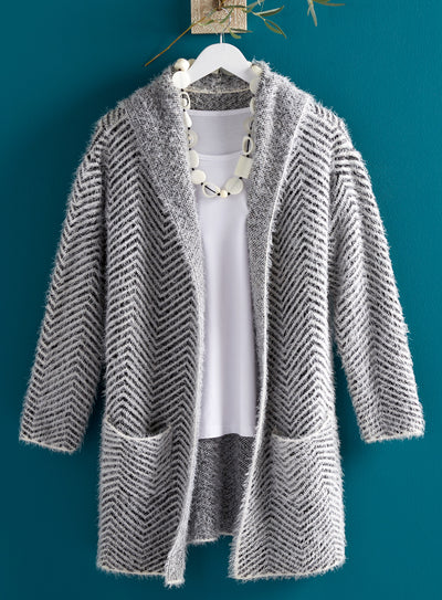 Herringbone Fuzzy Cardigan FINAL SALE (No Returns)