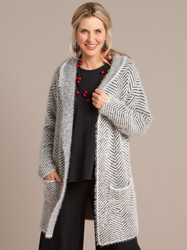 Herringbone Fuzzy Cardigan FINAL SALE (No Returns)