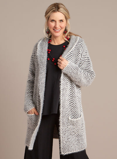 Herringbone Fuzzy Cardigan FINAL SALE (No Returns)