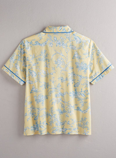 Birds on Toile Short-Sleeve Pajamas