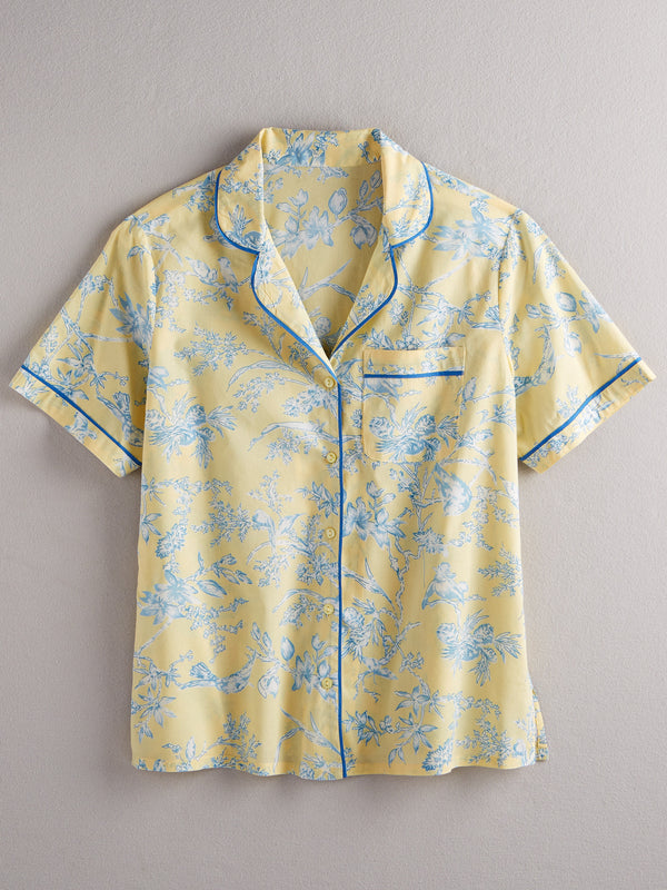 Birds on Toile Short-Sleeve Pajamas