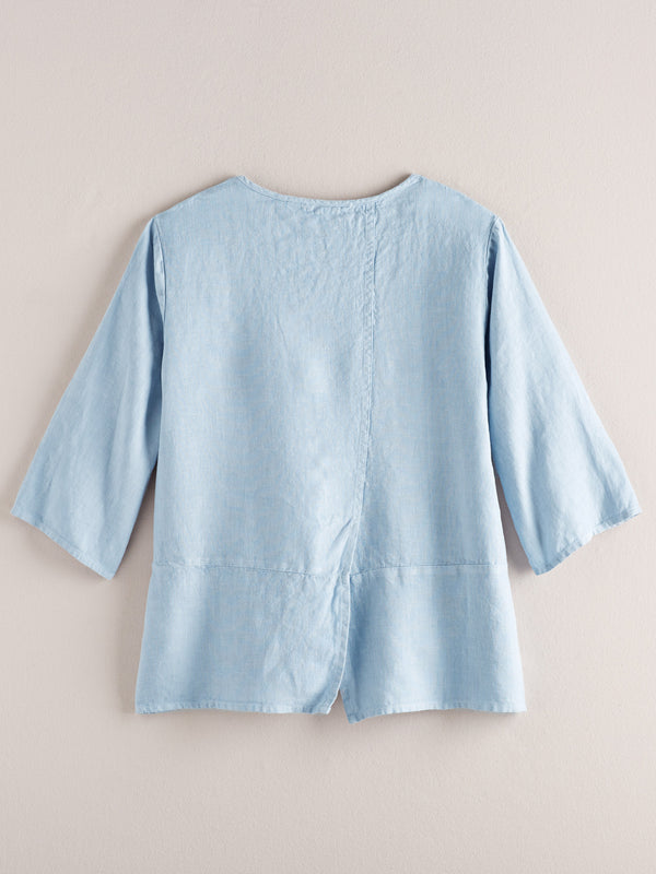 Linen Cross-Back Pocket Top