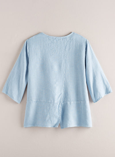 Linen Cross-Back Pocket Top