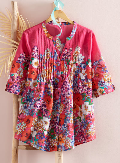 Lush Garden Pleated Tunic FINAL SALE (No Returns)