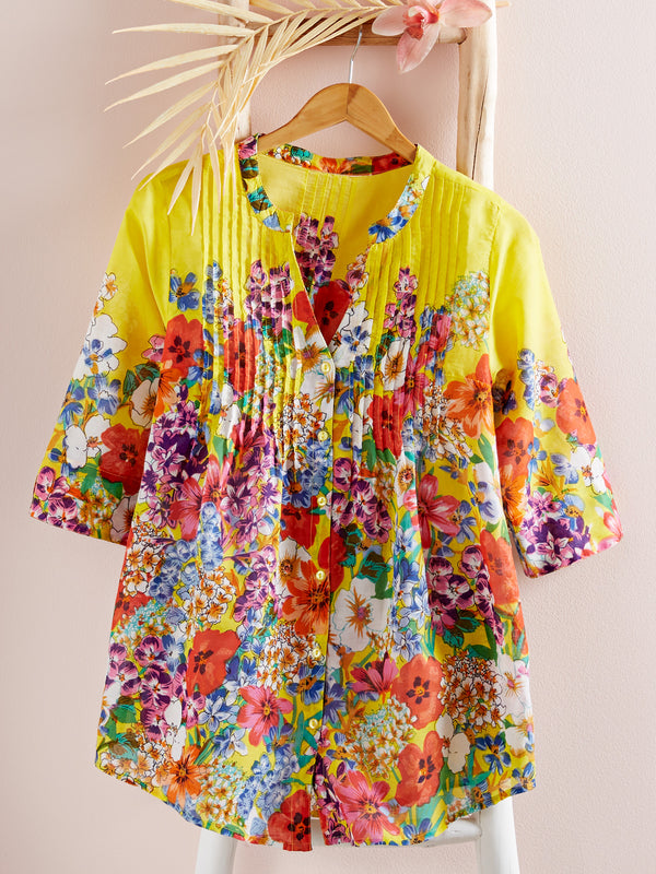 Lush Garden Pleated Tunic FINAL SALE (No Returns)