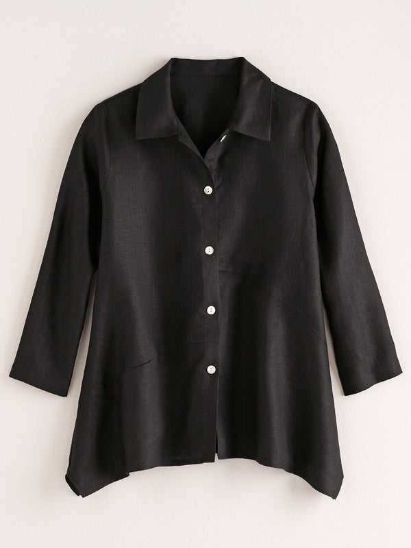 Angled Seam Linen Blouse FINAL SALE (No Returns)