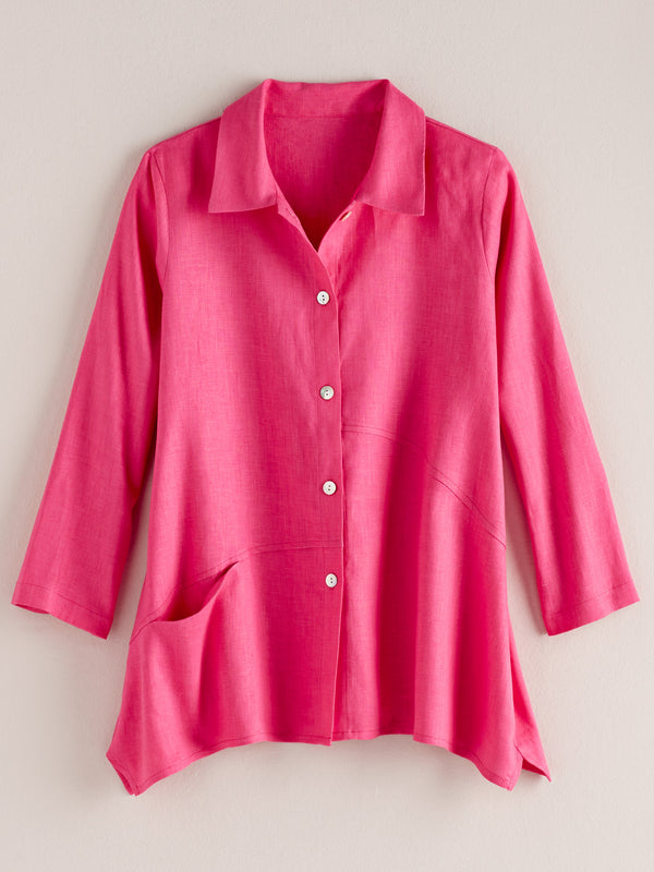 Angled Seam Linen Blouse FINAL SALE (No Returns)