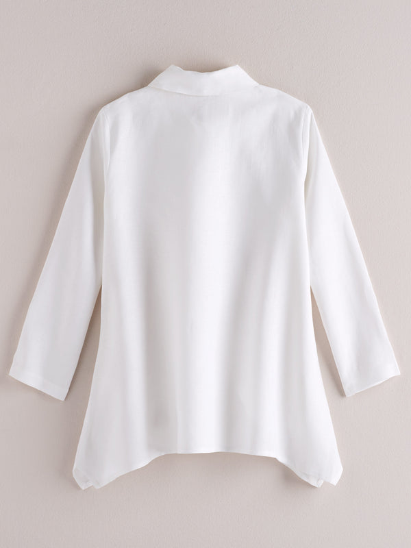 Angled Seam Linen Blouse FINAL SALE (No Returns)