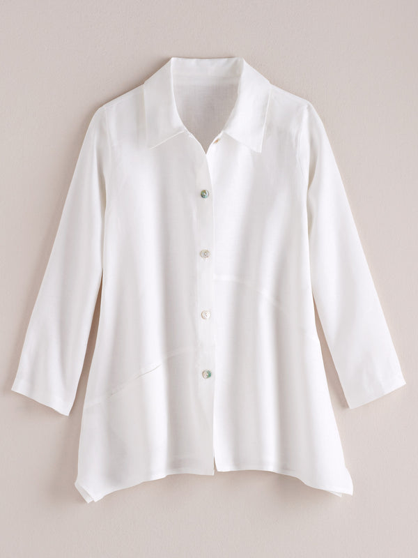 Angled Seam Linen Blouse FINAL SALE (No Returns)