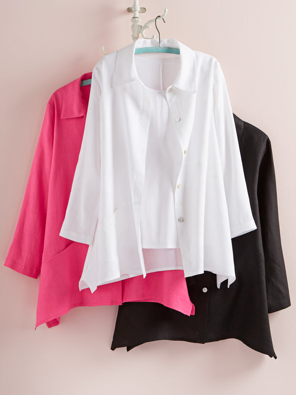 Angled Seam Linen Blouse FINAL SALE (No Returns)