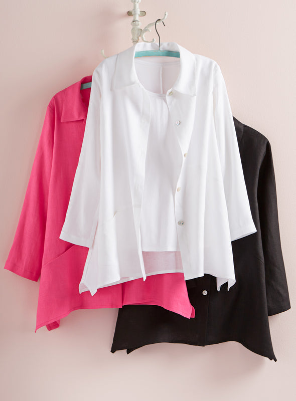 Angled Seam Linen Blouse FINAL SALE (No Returns)