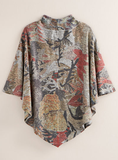 Falling Leaves Knit Poncho