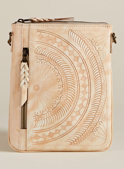 Hand-tooled Leather Medallion Crossbody Bag FINAL SALE (No Returns)