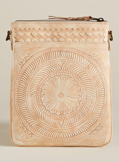 Hand-tooled Leather Medallion Crossbody Bag FINAL SALE (No Returns)