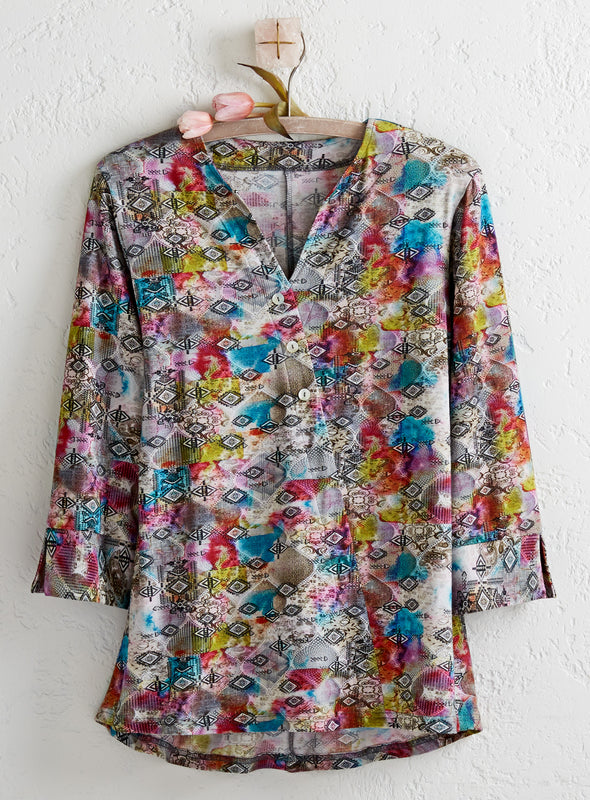 Textile Traditions Faux Wrap Shirt FINAL SALE (No Returns)