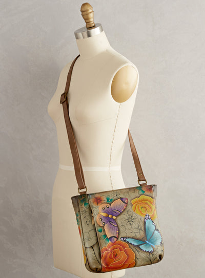 Butterfly Sketchbook Hand-painted Crossbody Tote