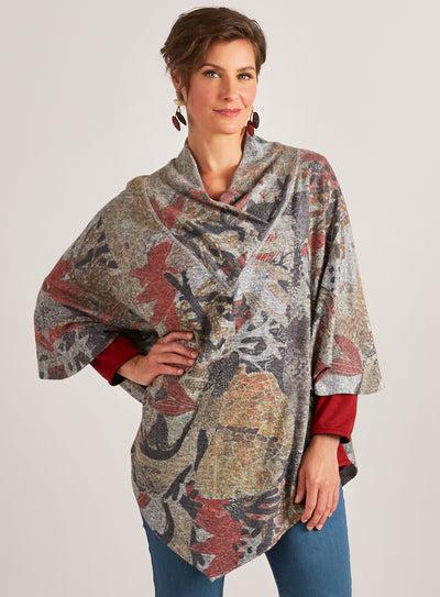 Falling Leaves Knit Poncho