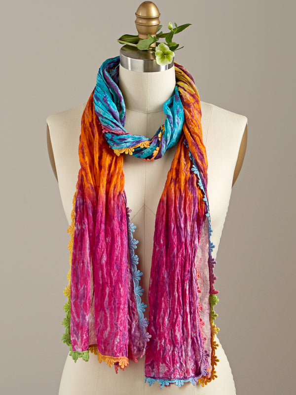 Bandhini Sunset Silk Scarf