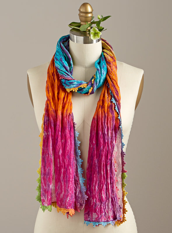 Bandhini Sunset Silk Scarf