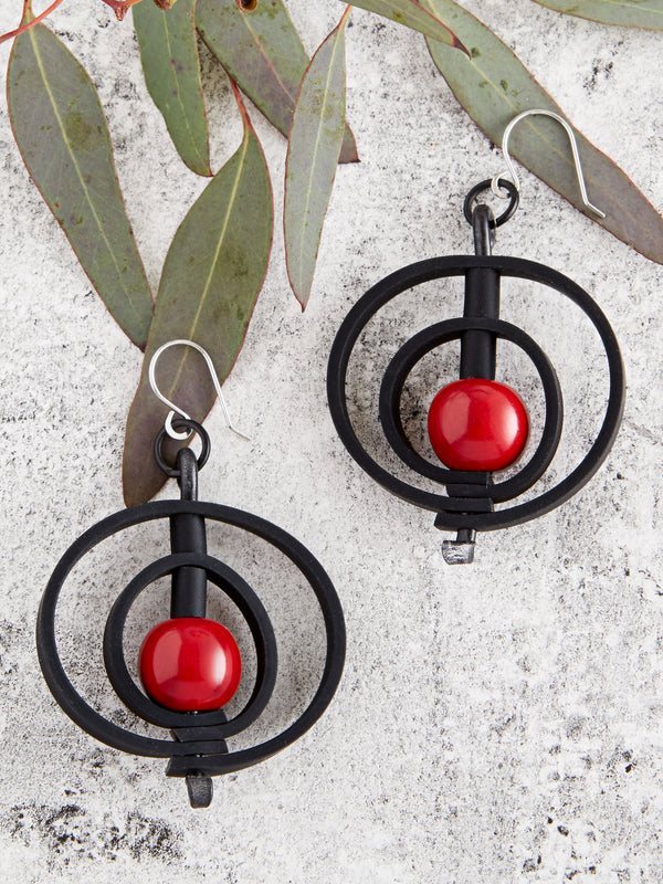 Red Alert Tagua Earrings