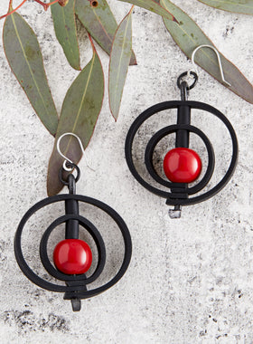 Red Alert Tagua Earrings