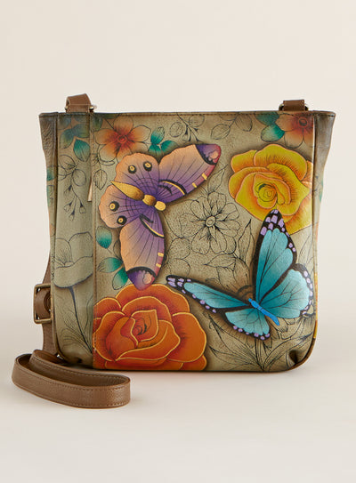 Butterfly Sketchbook Hand-painted Crossbody Tote