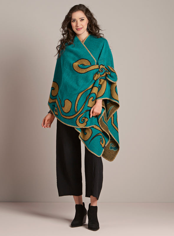 Teal and Gold Blanket Wrap Outfit