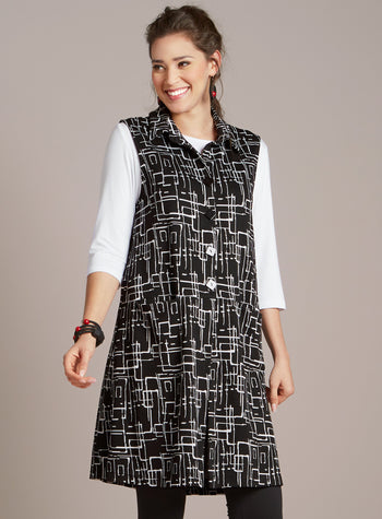 Chalk Drawing Long Vest FINAL SALE (No Returns)